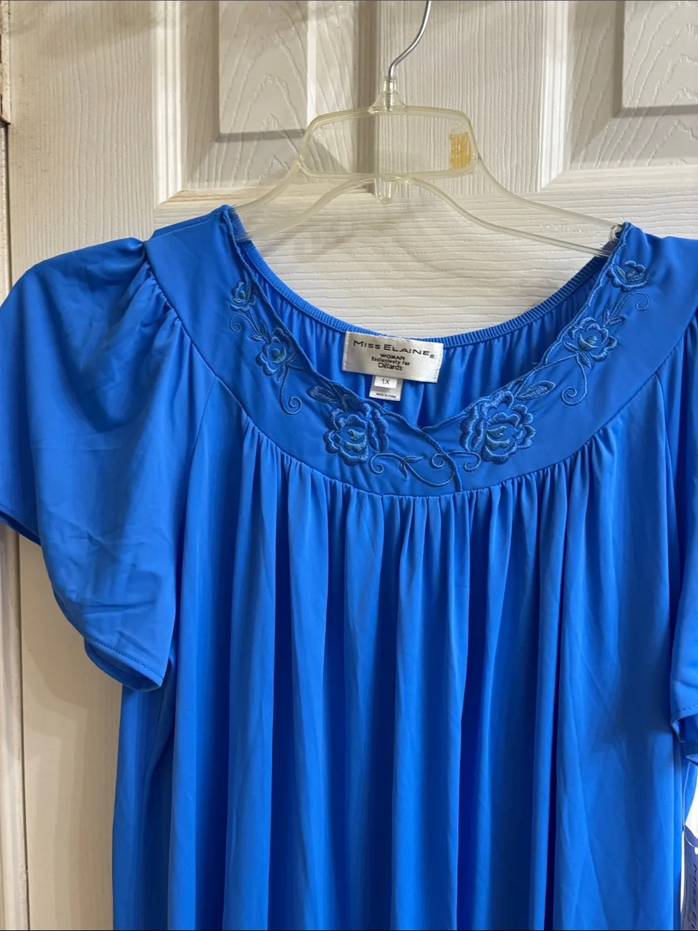 Miss Elaine Royal Blue Embroidered Lace Chemise. NWT